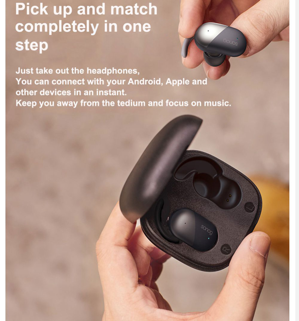 Sanag P5 Bluetooth 5.0 TWS Earbuds Binaural Call Fingertips Control Siri Google Assistant 500mAh Charging Case IP5 with Mic - Blue