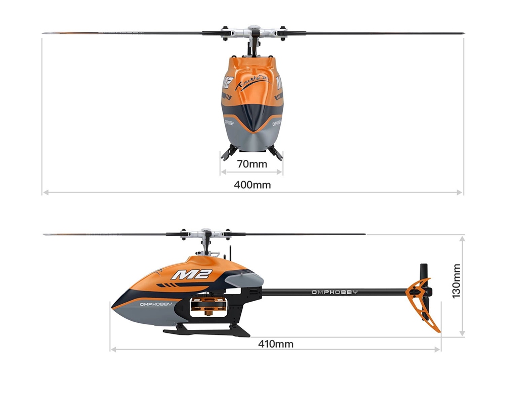 OMPHOBBY M2 400mm Dual Brushless Motor Direct Drive Violent 3D Flight RC Helicopter Model With OFS FC BNF - Orange