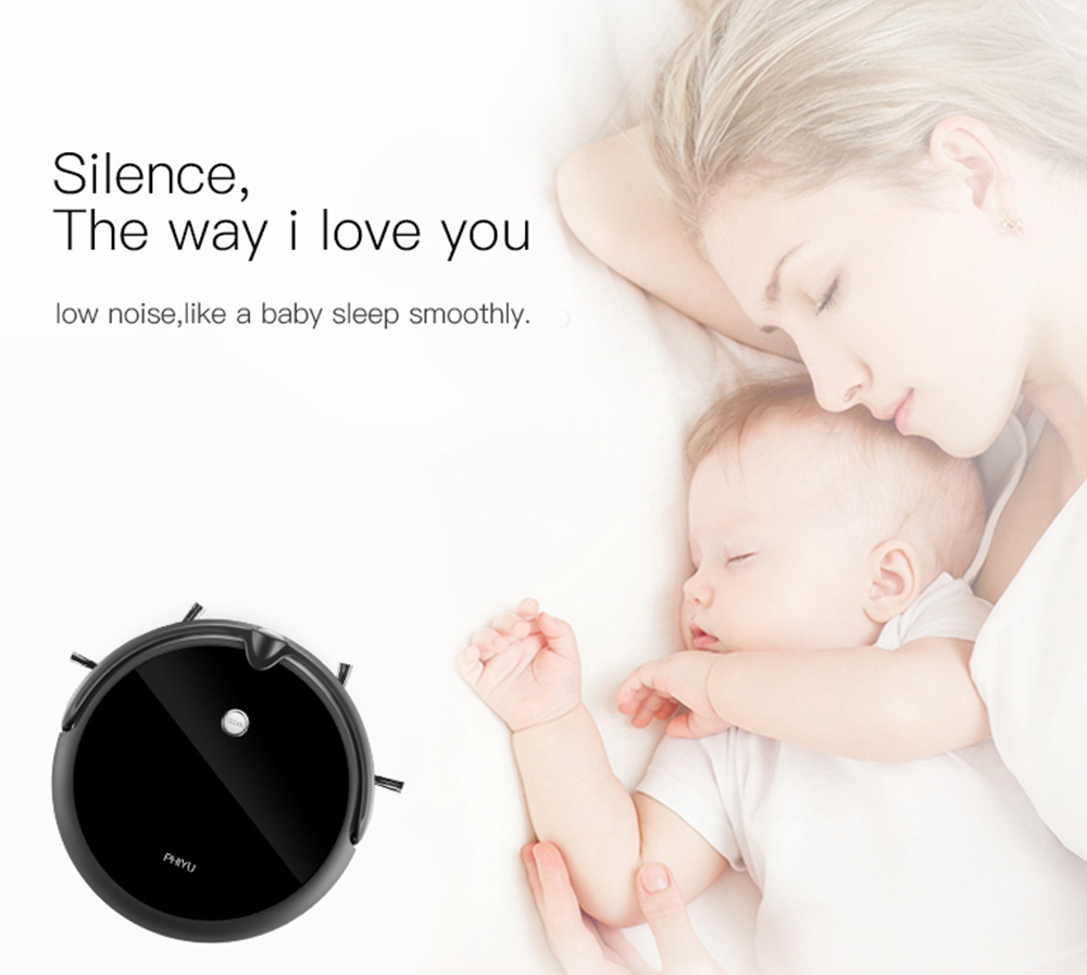 PHIYU A3S Robot Vacuum Cleaner with Camera Audio Communication APP Remote Control Gyro Sensor Auto Recharge - Black