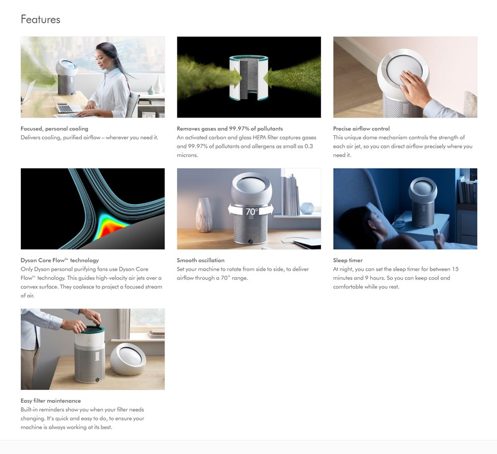 Dyson Pure Cool Me BP01 Personal Bladeless Purifying Fan Dust Mold Removel With LED Display - White