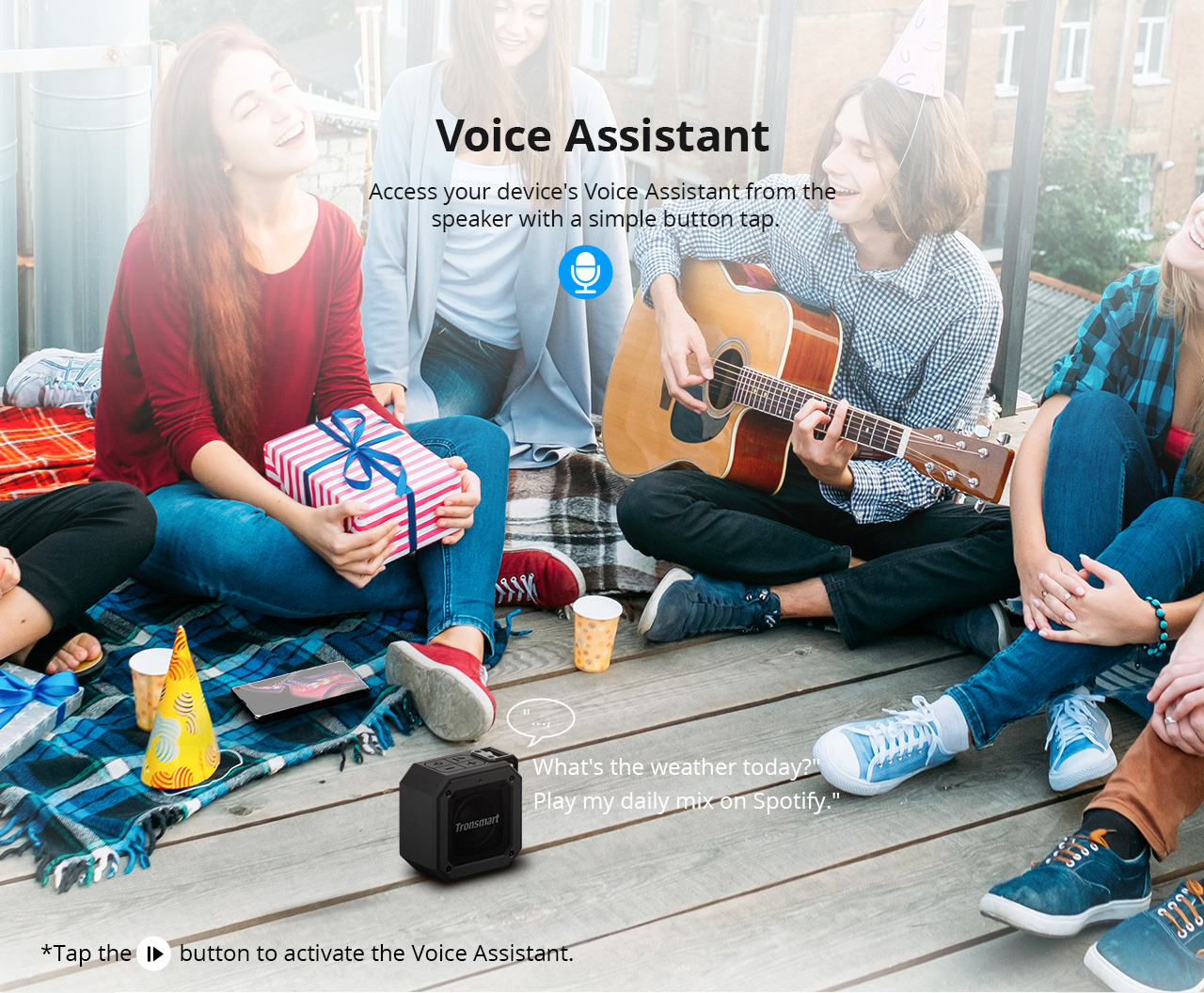 Tronsmart Element Groove(Force Mini) Portable Bluetooth 5.0 Speaker Voice Assistant IPX7 Water-resistant 24 Hours Playtime  Superior Bass - Black