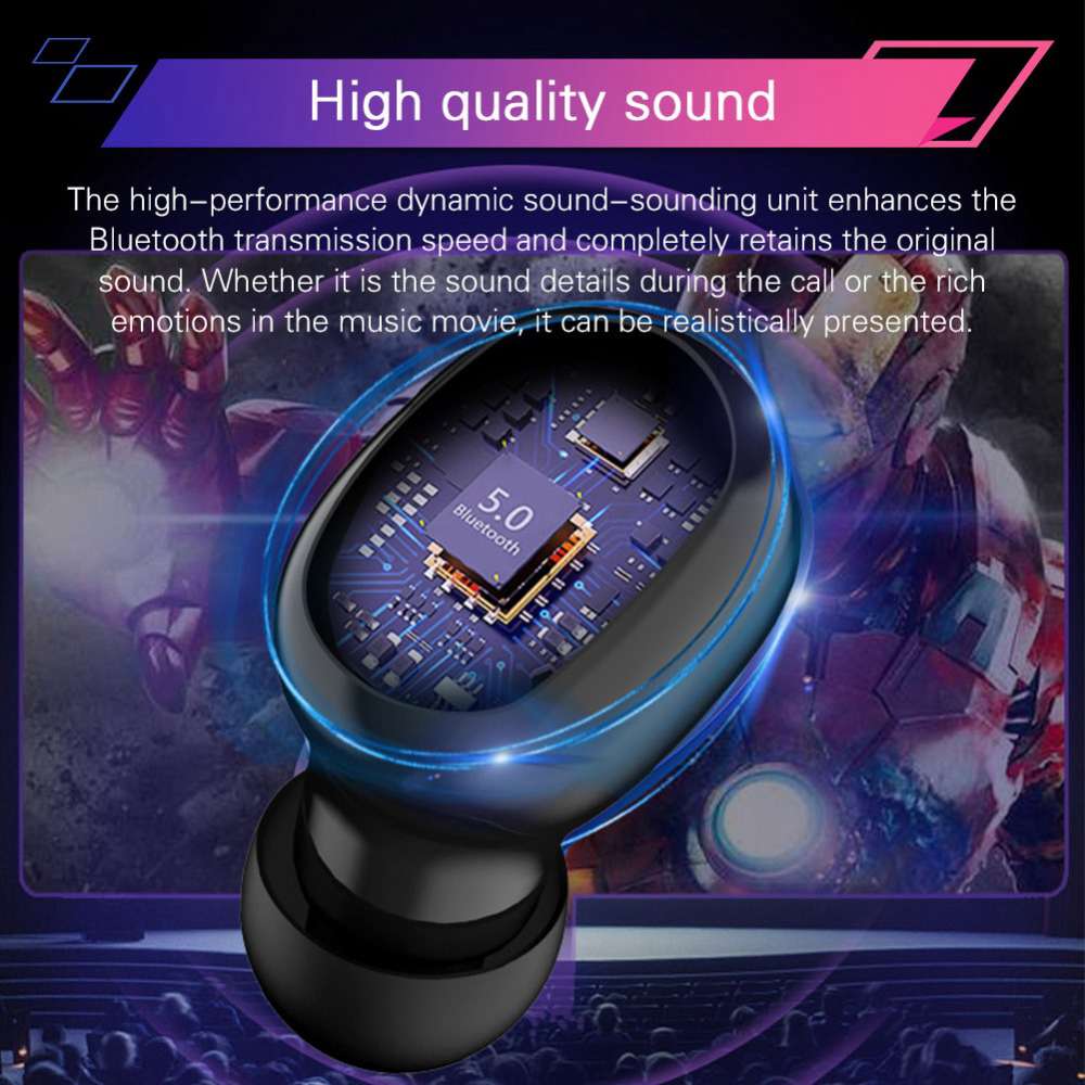 G6S Bluetooth 5.0 TWS In-ear Earbuds HiFi Siri Assistant support QI Wireless Charging3500 mAh Charger Box - Black