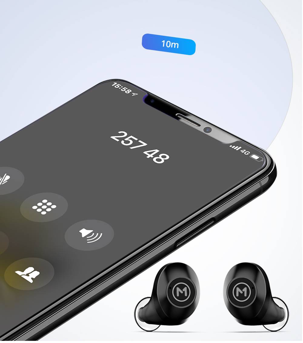 Maxchange P7 Bluetooth 5.0 TWS Earphones HD Binaural Call IPX5 White