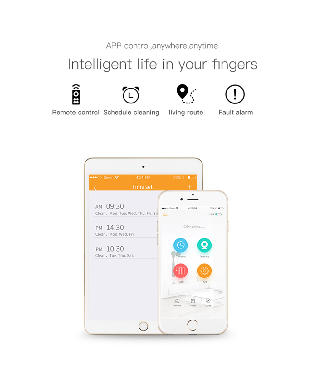 PHIYU A3S Robot Vacuum Cleaner with Camera Audio Communication APP Remote Control Gyro Sensor Auto Recharge - Black