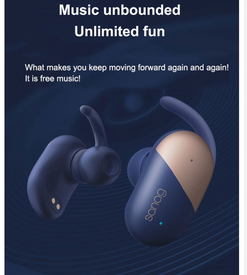 Sanag P5 Bluetooth 5.0 TWS Earbuds Binaural Call Fingertips Control Siri Google Assistant 500mAh Charging Case IP5 with Mic - Rose Gold