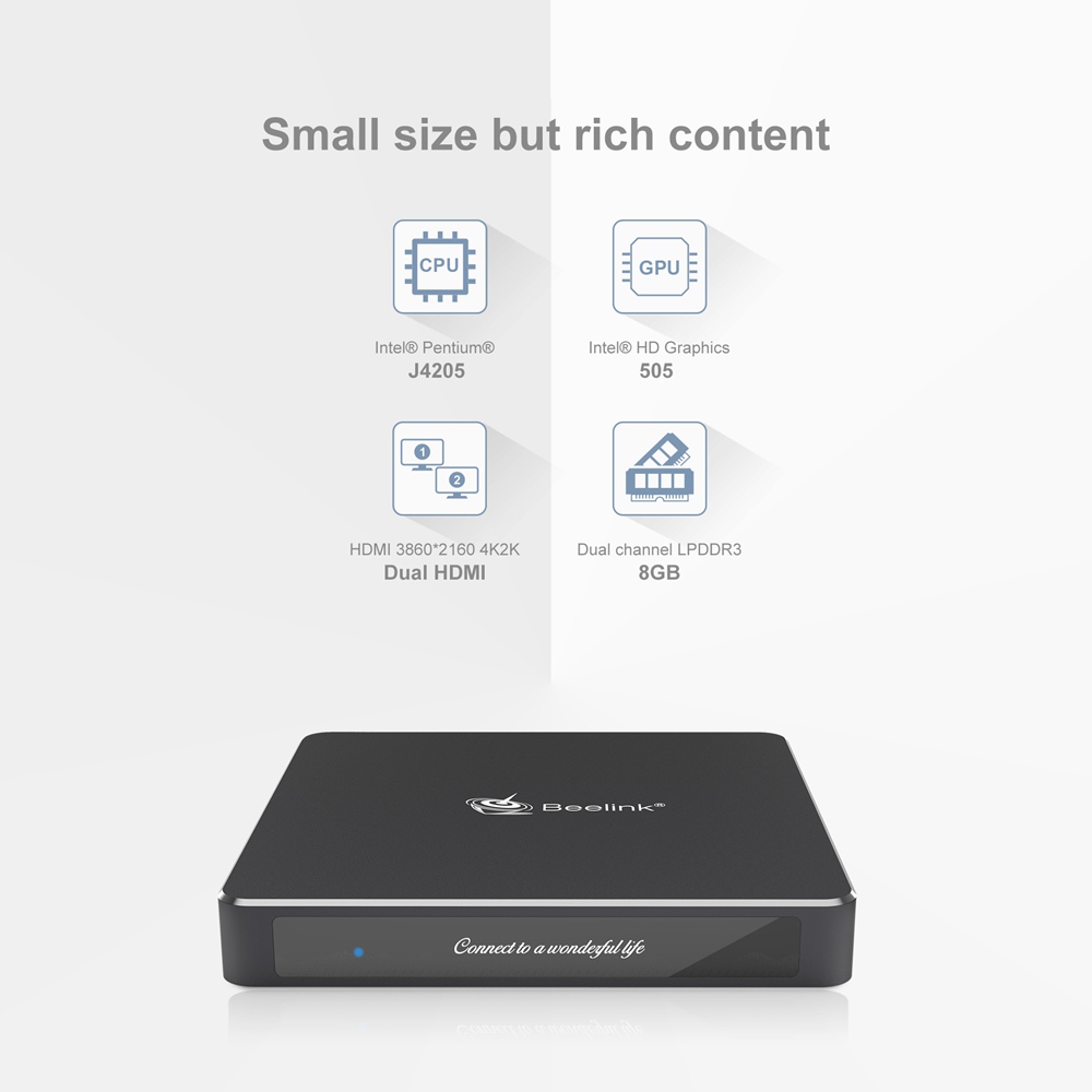 Beelink Gemini T45 Intel Apollo Lake j4205 Windows 10 4K Mini PC 8GB DDR3 512GB SSD 2.4G 5G WiFi Bluetooth HDMI*2