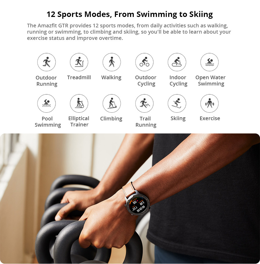 Huami AMAZFIT GTR Smartwatch 1.39 Inch Retina Display 5ATM Water Resistant GPS 47mm Global Version- Aluminum Alloy