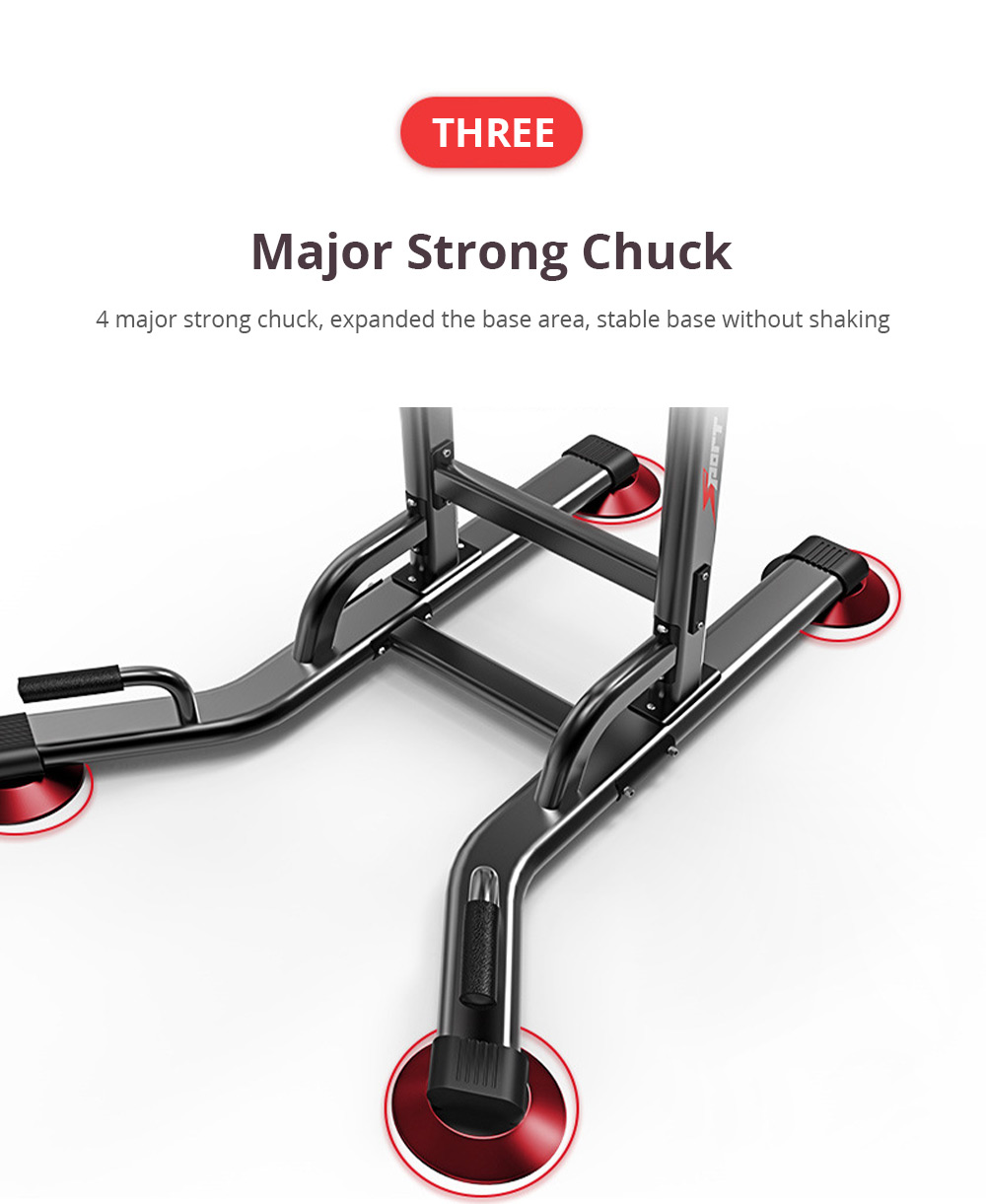 Multi-Function Single Parallel Bars Adjustable Height Home Fitness Workout Station Dip Stands Pull up Bar Push Up- Black