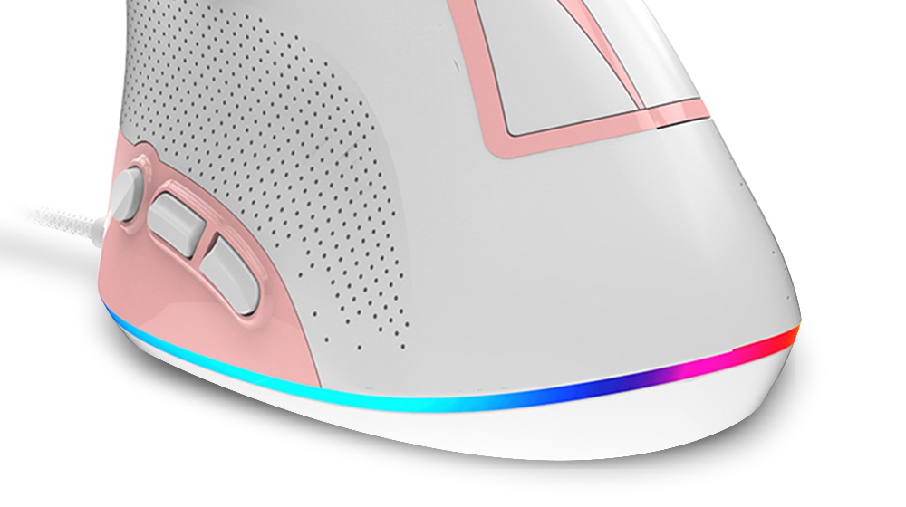 Ajazz AJ307 USB Wired Vertical Mouse Ergonomic Design 7 keys RGB Backlit 4800DPI Gaming Mouse - Pink