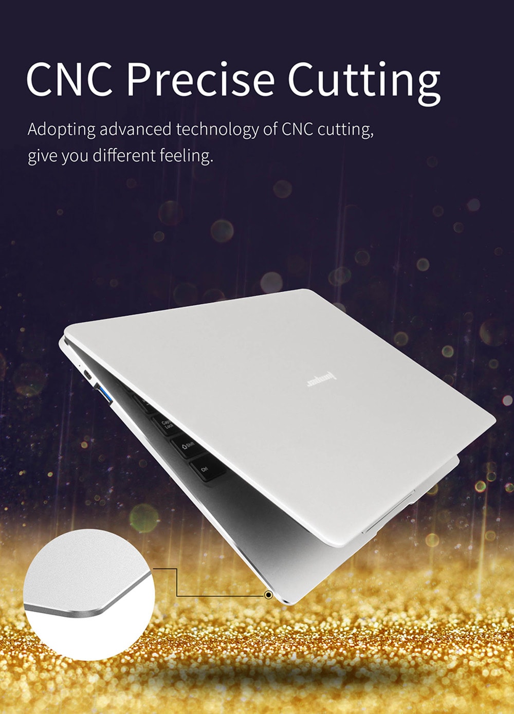 Jumper EZbook 3 Plus 14.1" Notebook Windows 10 Intel Core m3-7Y30 Dual Core 2.6GHz 8GB RAM 128GB HDMI Wifi Bluetooth USB3.0 Camera - Silver