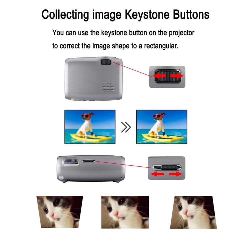 Uhappy U43 2600 Lumens 1080P LED HD Projector support AV\VGA\USB\SD\HDMI*2