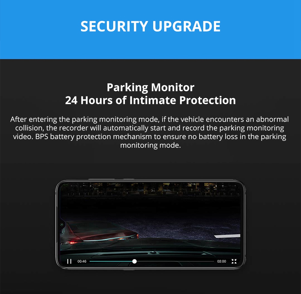 Xiaomi 70 Mai Smart Recorder 1S 1080P Car DVR Intelligent Voice Control Single Lens - Black