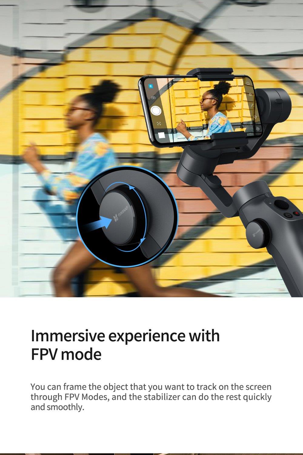 Funsnap Capture 2 3-axis Mobile Handheld Gimbal Stabilizer with Zooming Wheel Mode