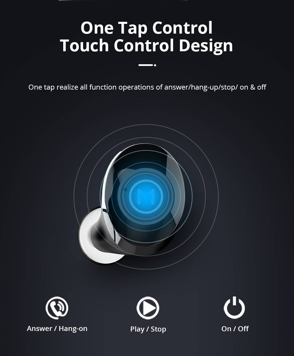 Maxchange P7 Bluetooth 5.0 TWS Earphones HD Binaural Call IPX5 White