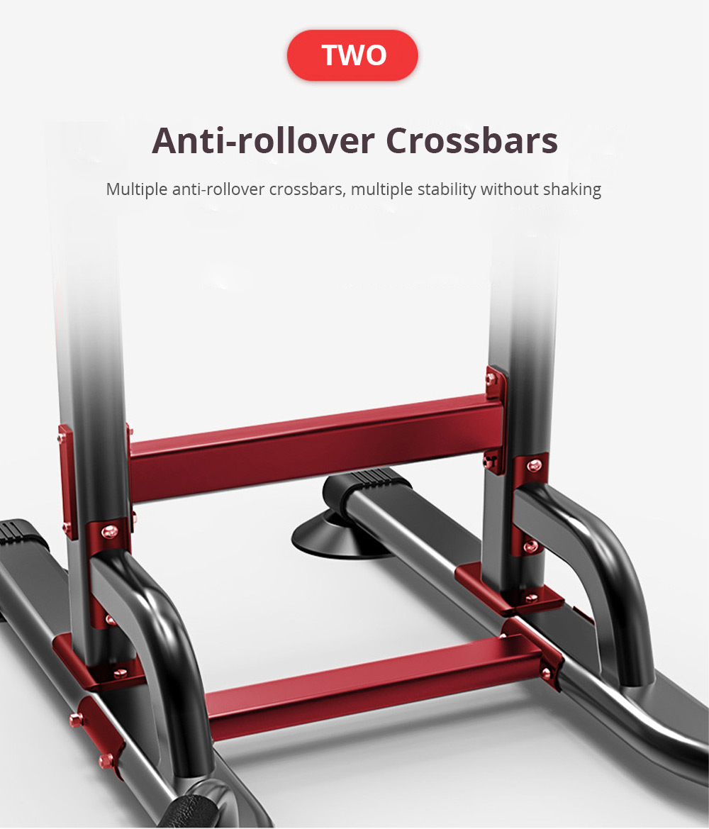 Multi-Function Single Parallel Bars Adjustable Height Home Fitness Workout Station Dip Stands Pull up Bar Push Up- Black