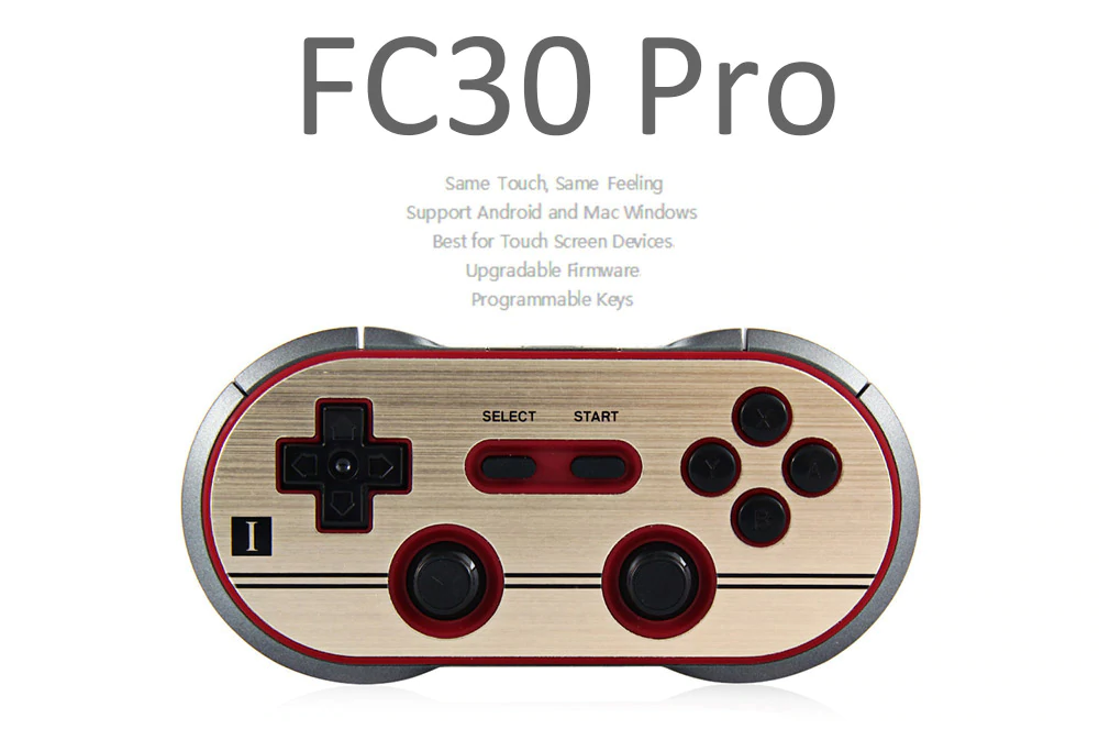 8BITDO FC30 PRO Wireless Bluetooth Controller Gamepad for iOS Android/PC/Nintendo Switch - Golden + Black