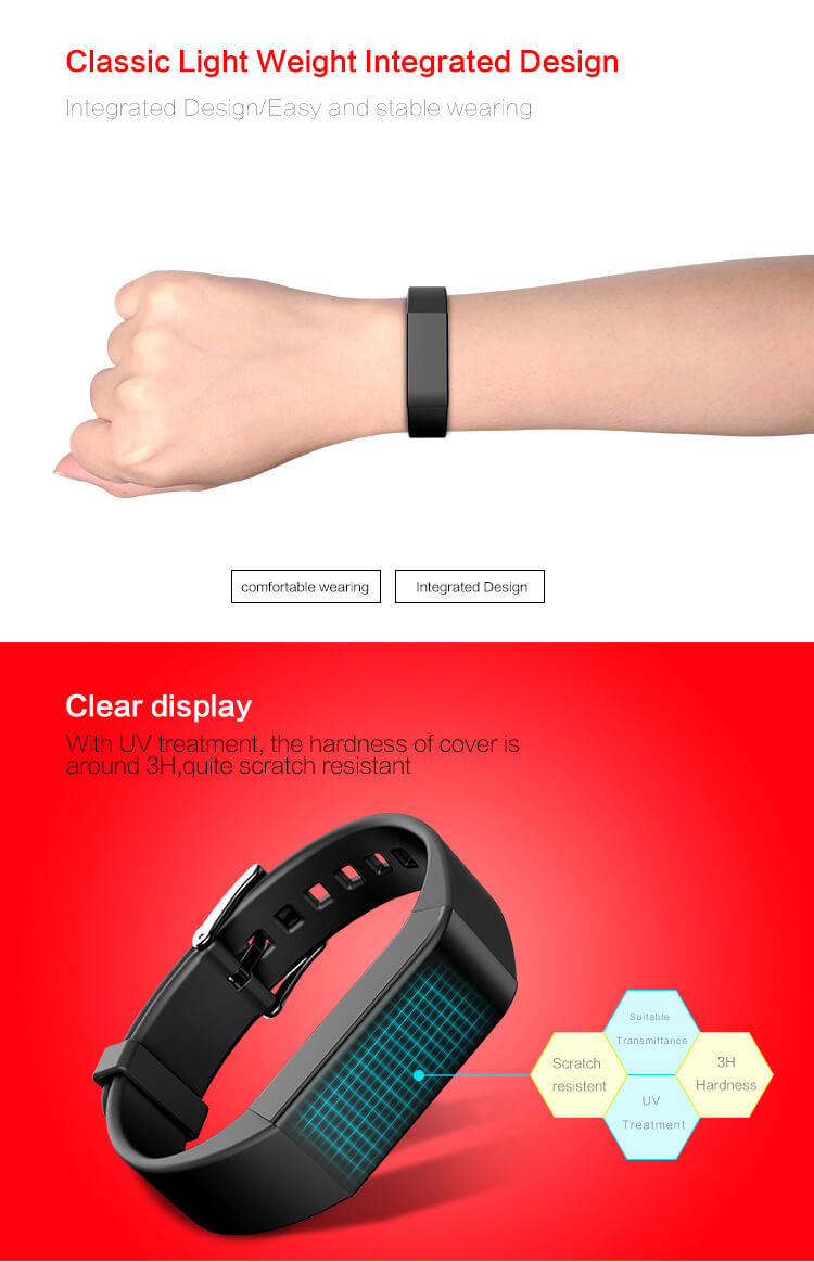 Vidonn A6 Heart Rate Monitor Bluetooth Smart Bracelet IP65 Sports Fitness Tracker Sleep Monitor Call / SMS Reminder For iOS Android - Red
