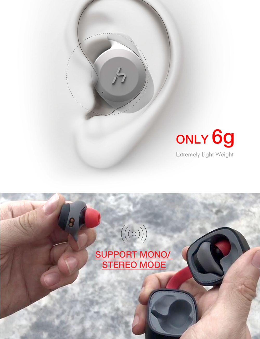 Havit G1 Bluetooth 5.0 TWS Earphone Fingerprint Touch 720mAh Charging Box Siri Google Assistant 18 hours Playtime Mono/Stereo Mode