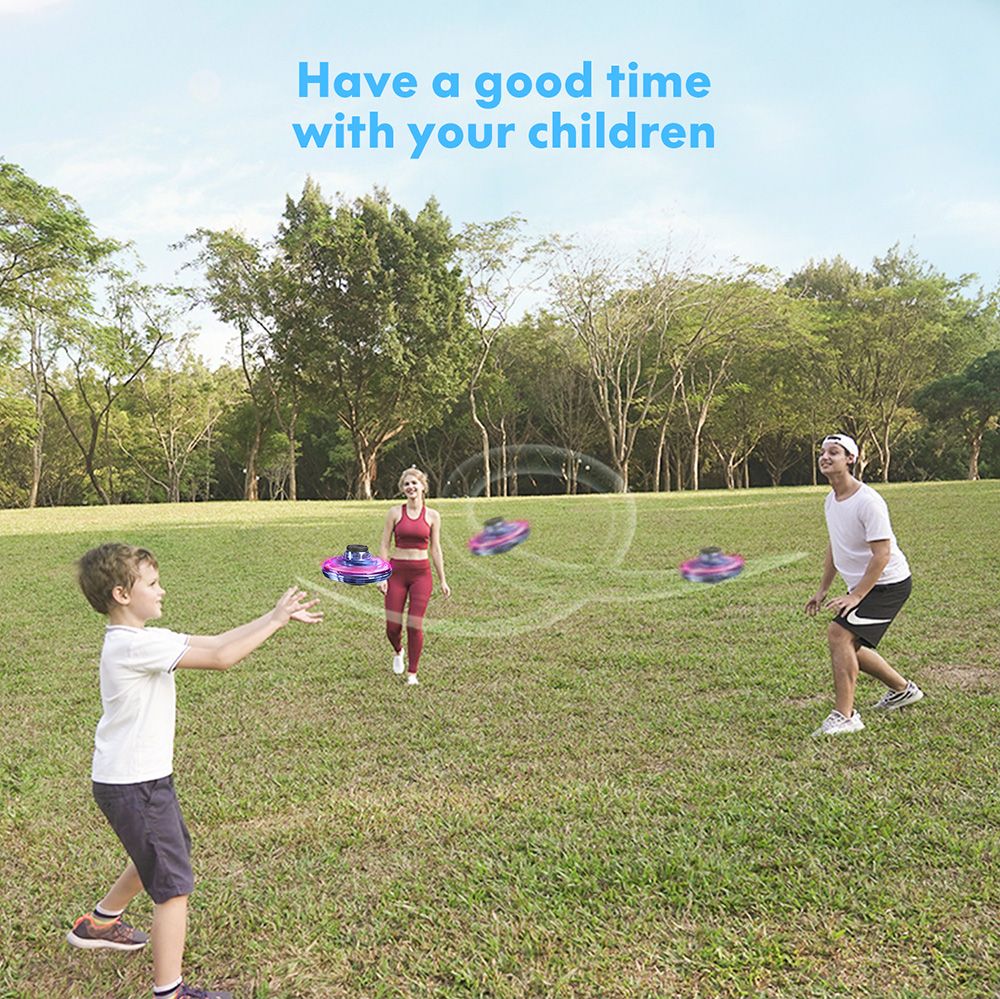 FlyNova Tricked-Out Flying Spinner Toys USB Charging With 360 Degree Rotating And Shinning RGB LED Lights - Black