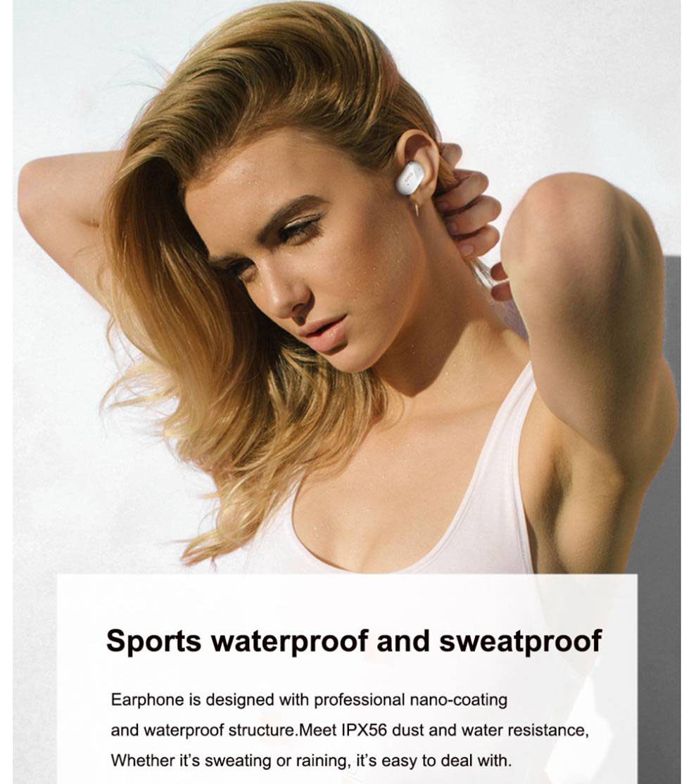 Sanag P5 Bluetooth 5.0 TWS Earbuds Binaural Call Fingertips Control Siri Google Assistant 500mAh Charging Case IP5 with Mic - Rose Gold