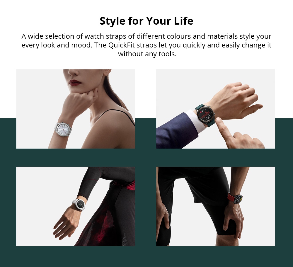 HUAWEI WATCH GT Elegant Sports Smartwatch 1.2 Inch AMOLED Colorful Screen Heart Rate Monitor Built-in GPS - White