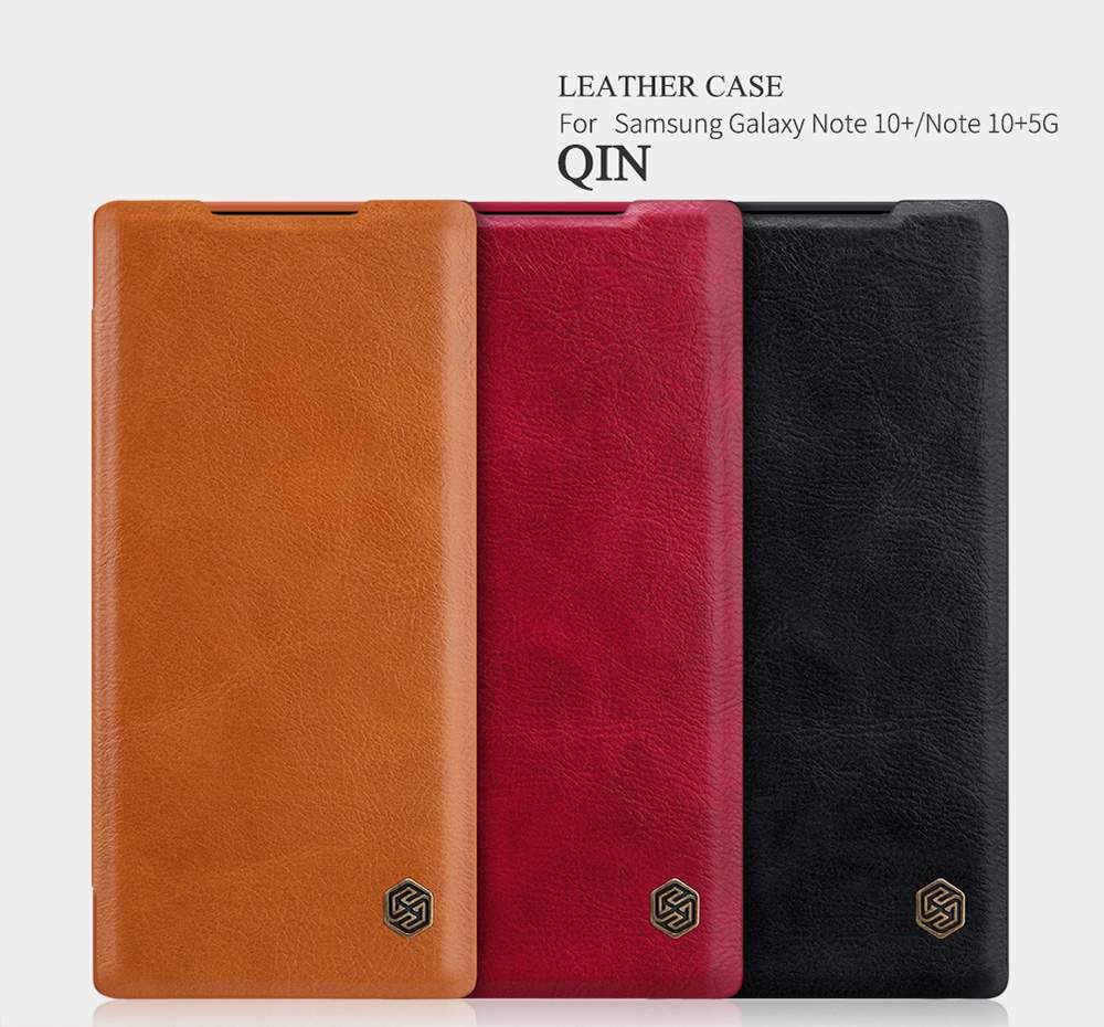 NILLKIN Protective Leather Phone Case For Samsung Galaxy Note 10+ / Note 10+ 5G Smartphone - Red