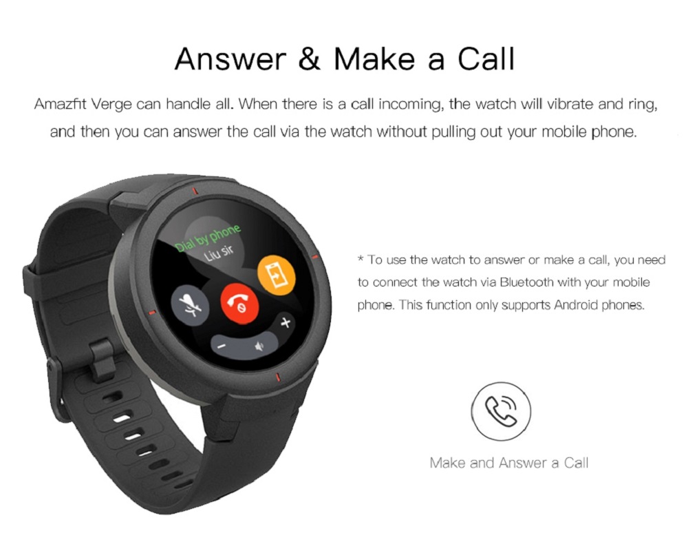 [English Version] Huami AMAZFIT Verge 3 Smart Watch 1.3 Inch AMOLED Screen Heart Rate Monitor 11 Sports Modes IP68 Waterproof - Deep Gray