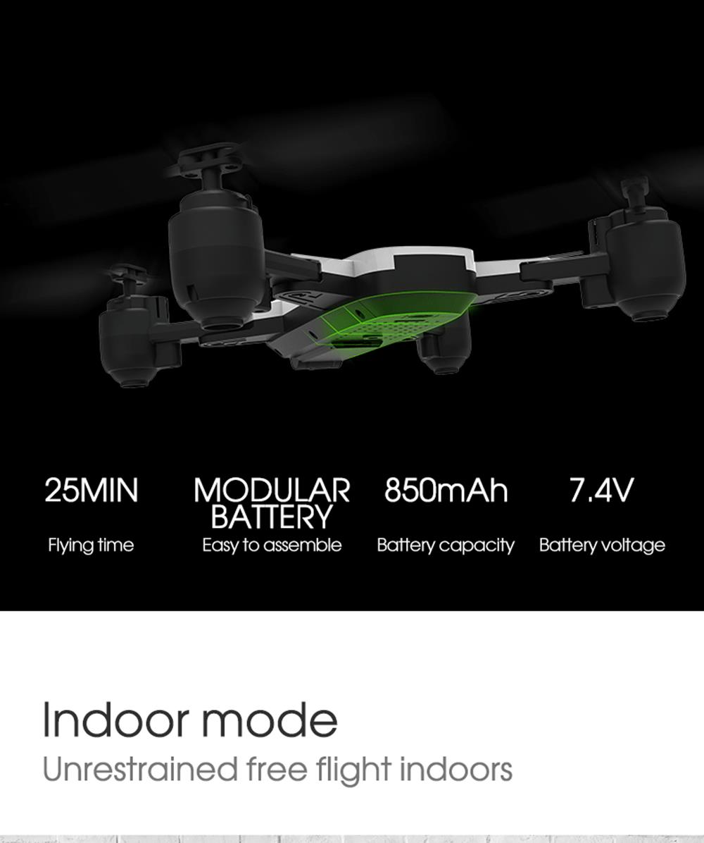 SHRC H1G 1080P 2.4G WiFi GPS FPV RC Drone Follow Me Mode RTF White - Two Battery