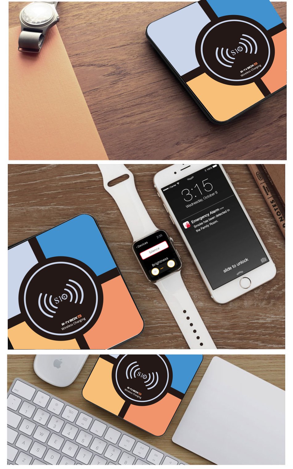 R-TV BOX S10+ Android 8.1 4GB/32GB KODI 18.0 4K TV Box Wireless Charger RK3328 WiFi LAN HDR H.265 Compatible with iPhone X iPhone 8/8 Plus & Galaxy Note 8 S8/S9/S9 Plus and All Qi-Enabled Devices