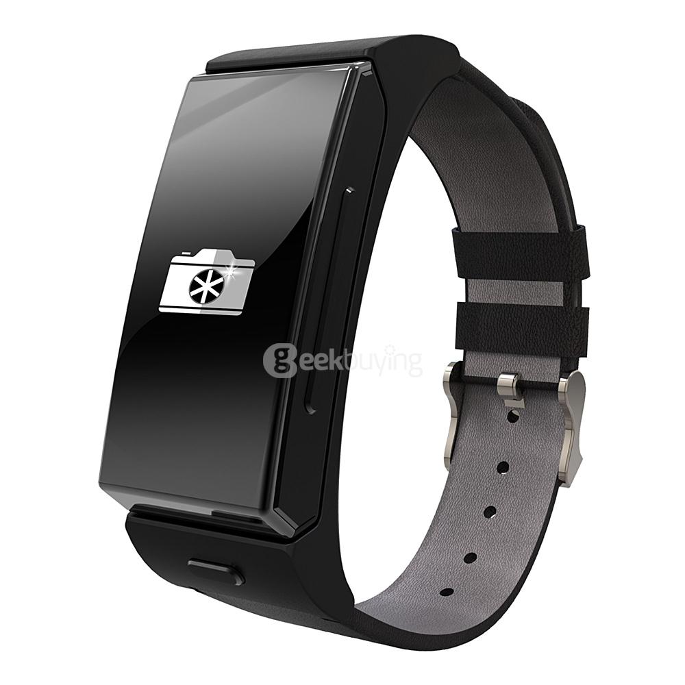 Original Uwatch U20 Umini MTK2502 Smart Bracelet With Heart Rate Monitor Bluetooth Headset Sports Fitness Tracker Remote Camera - Black