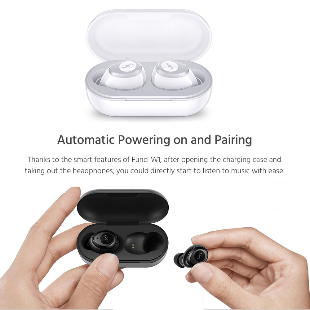 Funcl W1 TWS Bluetooth 5.0 Earphones Binaural Call HiFi Stereo Sound Voice Assistant 360mAh Battery