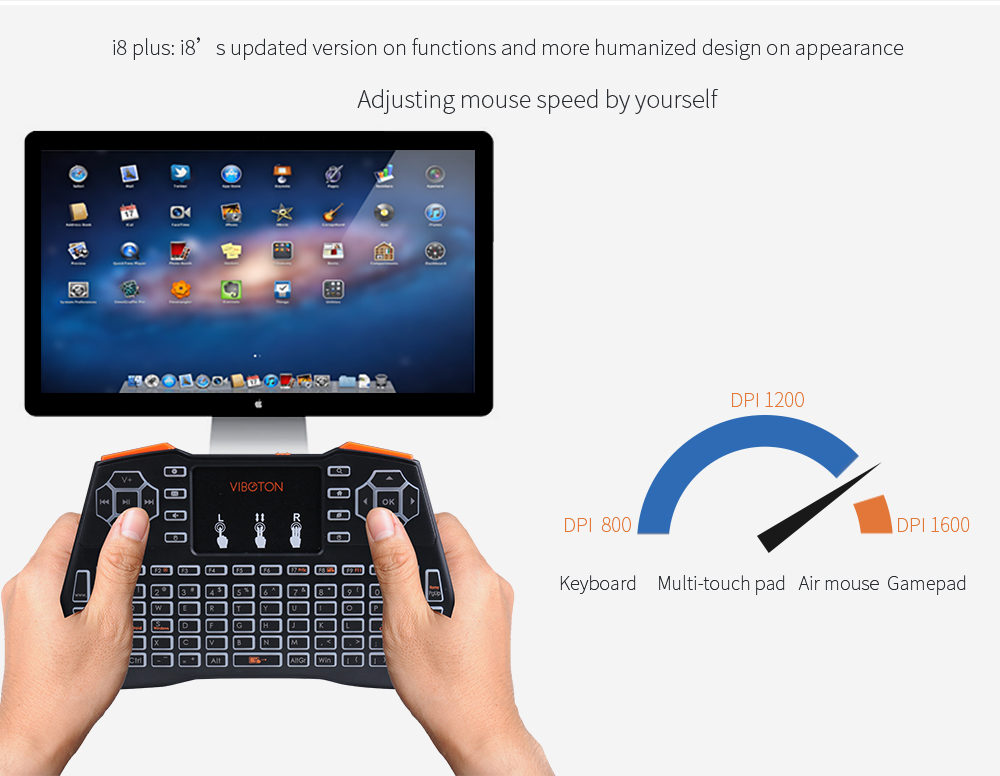 VIBOTON i8 Plus Backlight 2.4G Wireless Keyboard Air Mouse Multi-touch Pad XBOX 360 PS4 TV Box Android TV Pad PC