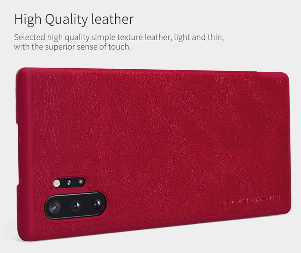 NILLKIN Protective Leather Phone Case For Samsung Galaxy Note 10+ / Note 10+ 5G Smartphone - Red
