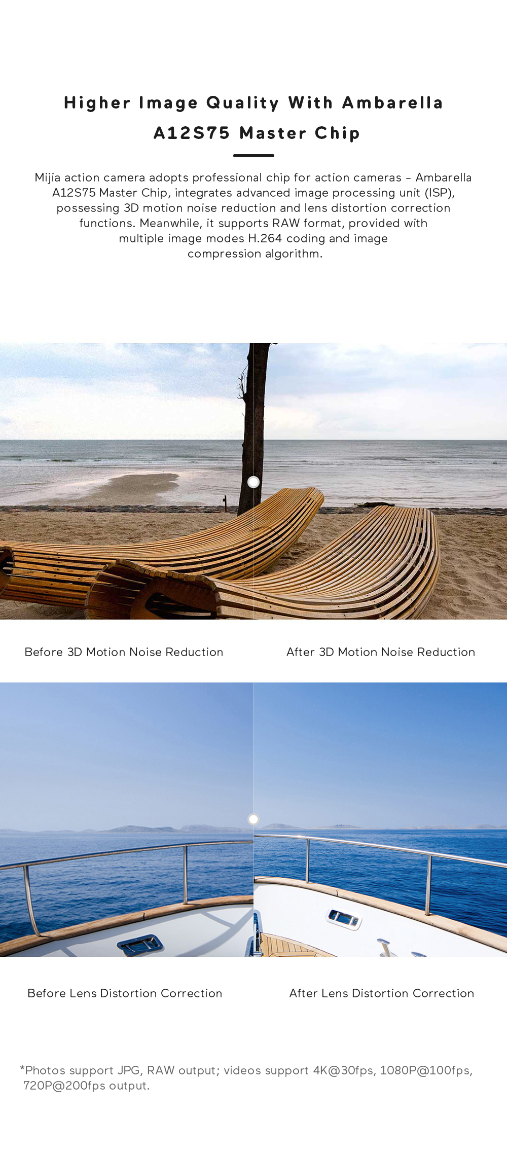 Xiaomi Mijia Ambarella A12S75 Sony IMX317 2.4inch Touch Screen 4K Action Camera 7p Lens EIS 6-axis 145 Degree Wide Angle 1450mAh Battery - Black