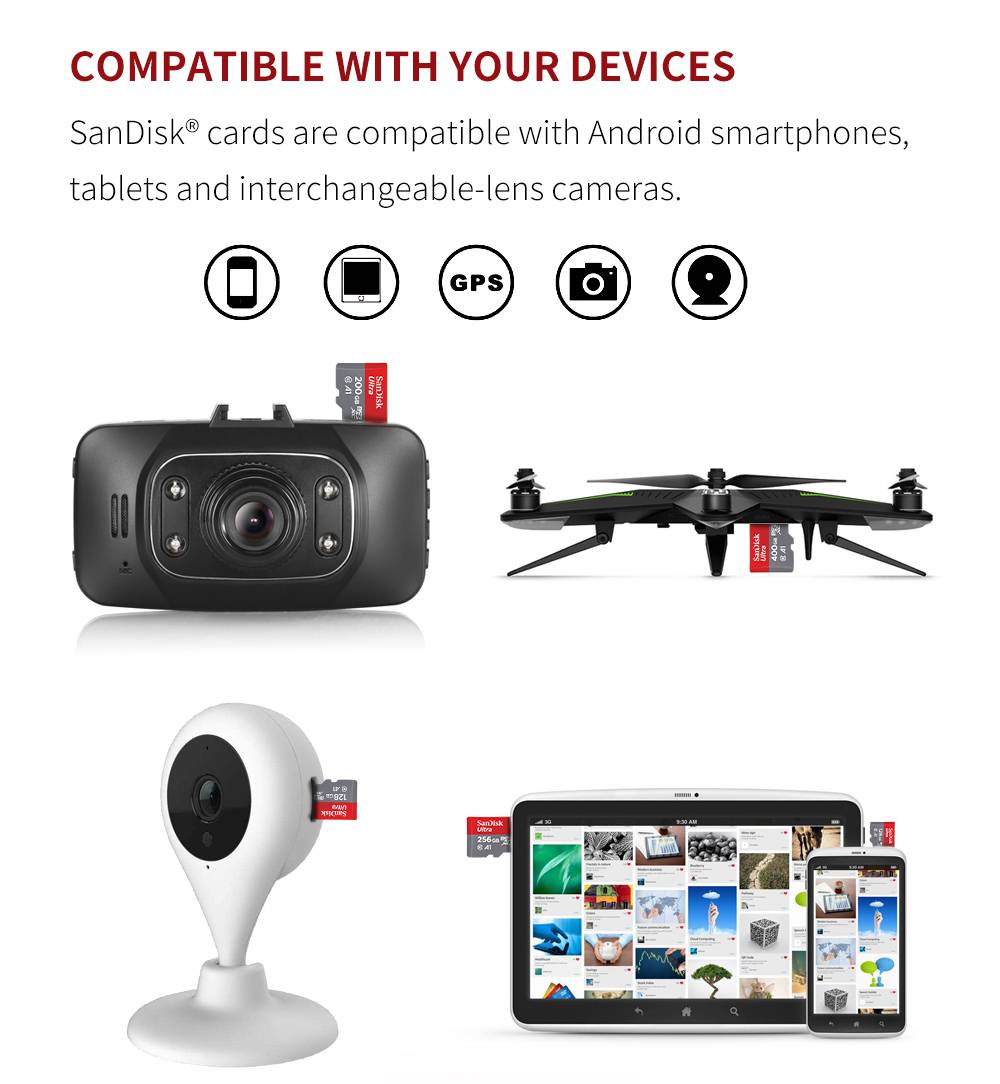 SanDisk SQUNC Ultra High-Speed 100MB/S MicroSD UHS-I Card 256GB Red+Grey