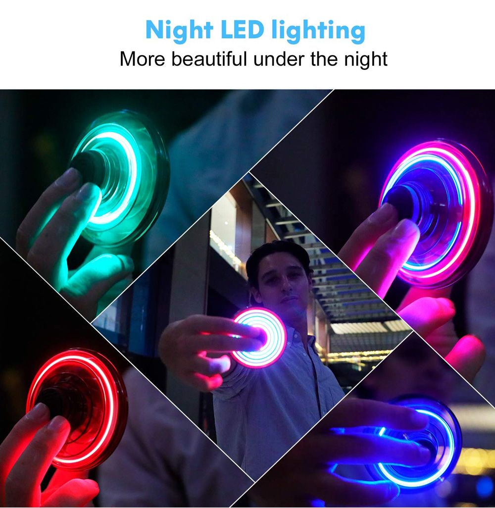 FlyNova Tricked-Out Flying Spinner Toys USB Charging With 360 Degree Rotating And Shinning RGB LED Lights - Black