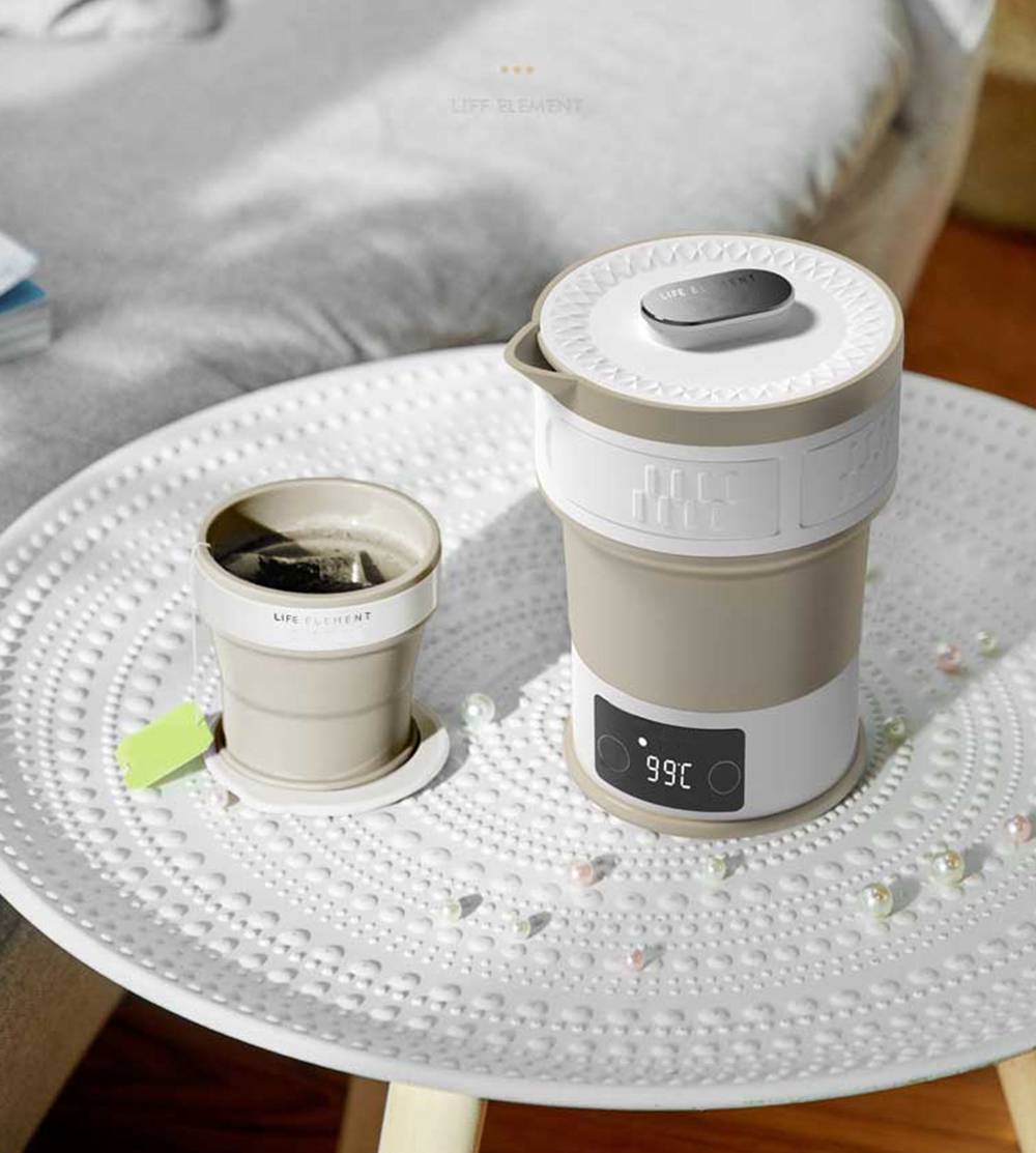 Life Element i25 Electric Folding Kettle 600ML Portable Ultrathin Boil Dry Protection For Travel - khaki