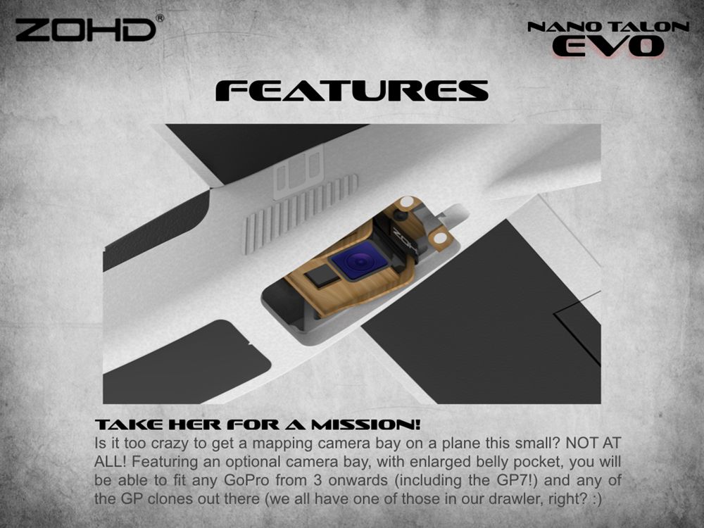 ZOHD Nano Talon EVO 860mm Wingspan AIO V-Tail EPP Molded FPV Fixed Wing RC Airplane PNP With Power System - W/O FPV System