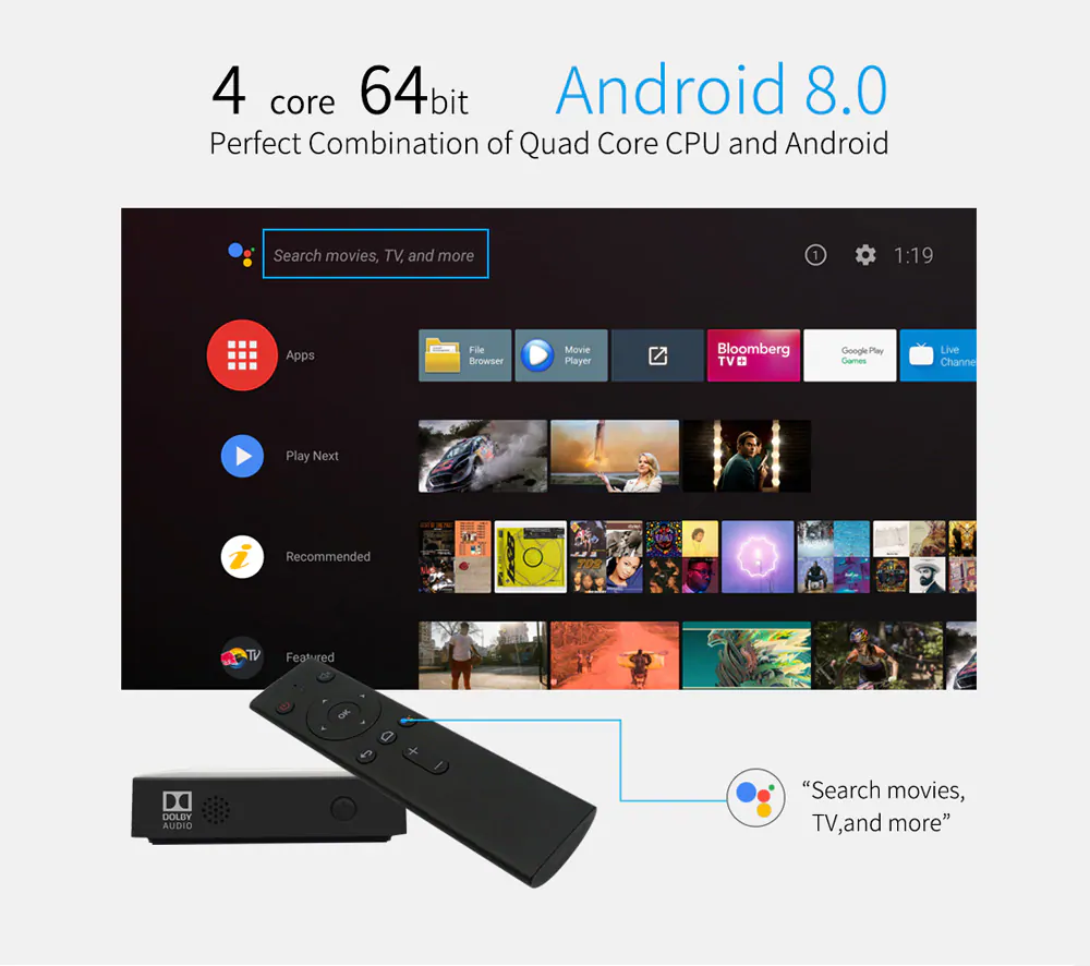 MECOOL KM8 Amlogic S905X Android TV OS 2GB/16GB TV Box