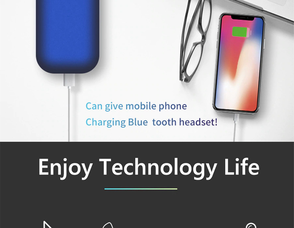 T1 Pro Bluetooth 5.0 TWS Earbuds Unilateral Use 2200mAh Charging Box Siri Binaural Call Titanium Film Drivers IPX6