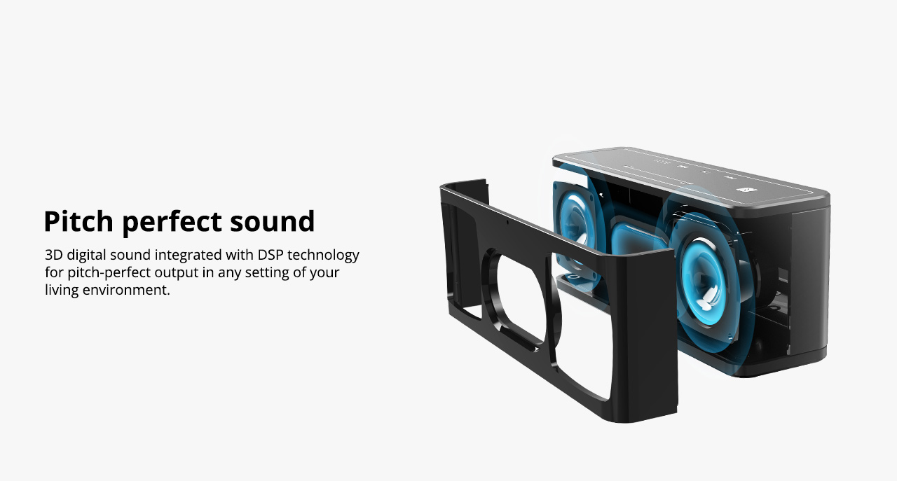 Tronsmart Element Mega SoundPulse™ Bluetooth Speaker with Powerful 40W Max Output 3D Digital Sound TWS Intuitive Touch Control  - Black