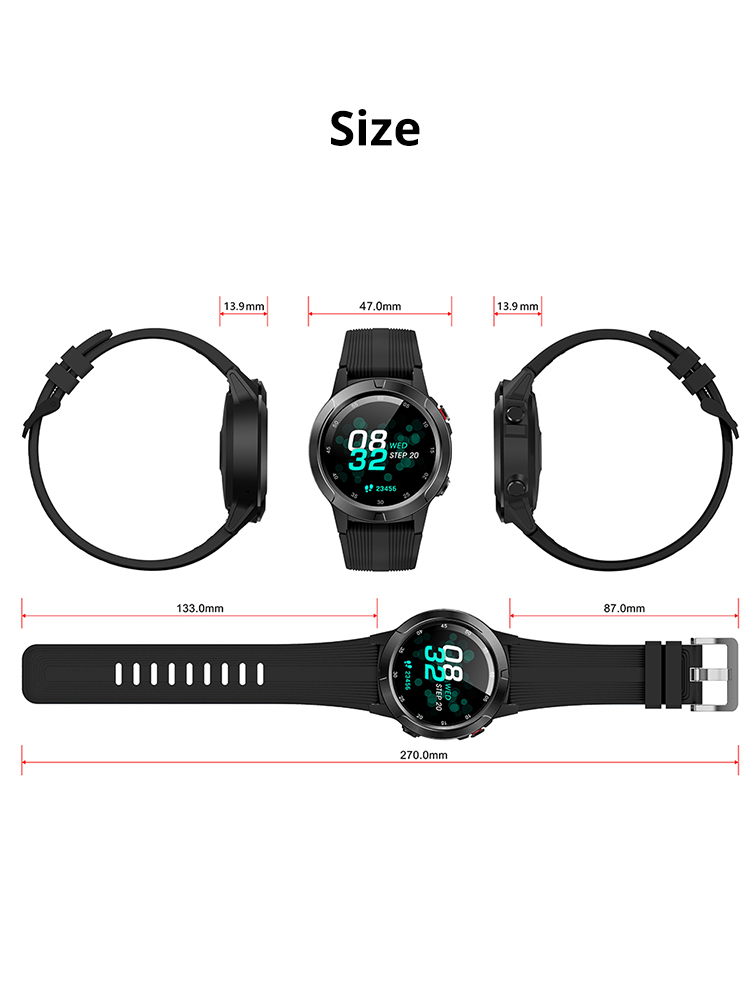 MAKIBES M4C Smart Watch GPS Bluetooth Heart Rate Monitor Call Message Reminder Music Player - Black