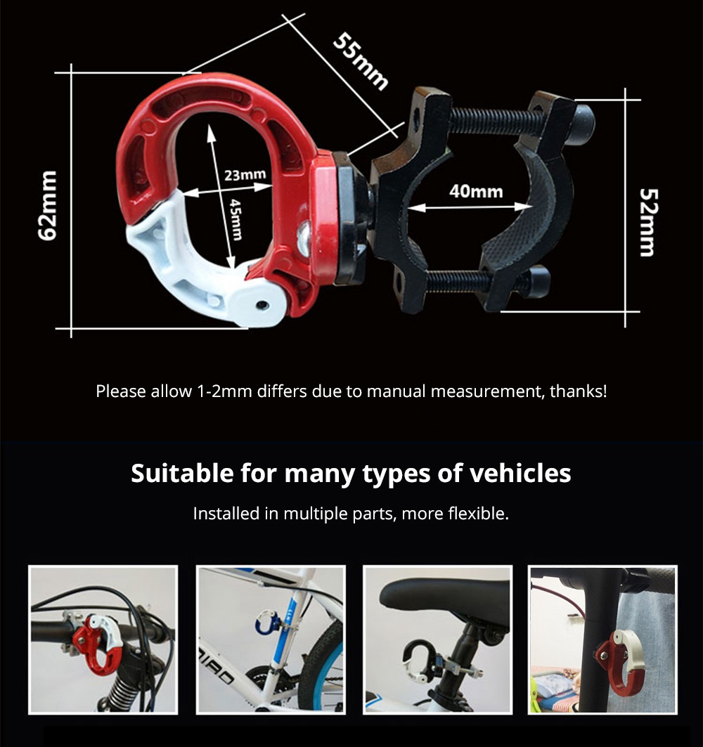 Front Hook Hanger for KUGOO S1 Folding Electric Scooter - Black