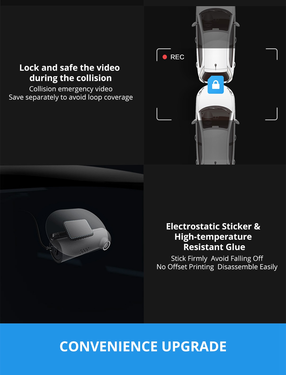 Xiaomi 70 Mai Smart Recorder 1S 1080P Car DVR Intelligent Voice Control Single Lens - Black