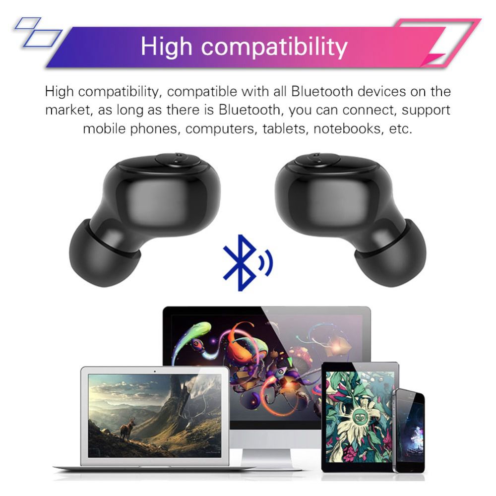 G6S Bluetooth 5.0 TWS In-ear Earbuds HiFi Siri Assistant support QI Wireless Charging3500 mAh Charger Box - Black