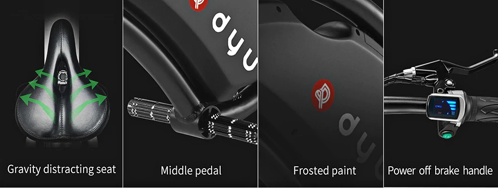 [Standard Edition] F-wheel D1 DYU Electric Bike Folding Design Smart Controlling 12 Inch Wheels - Black