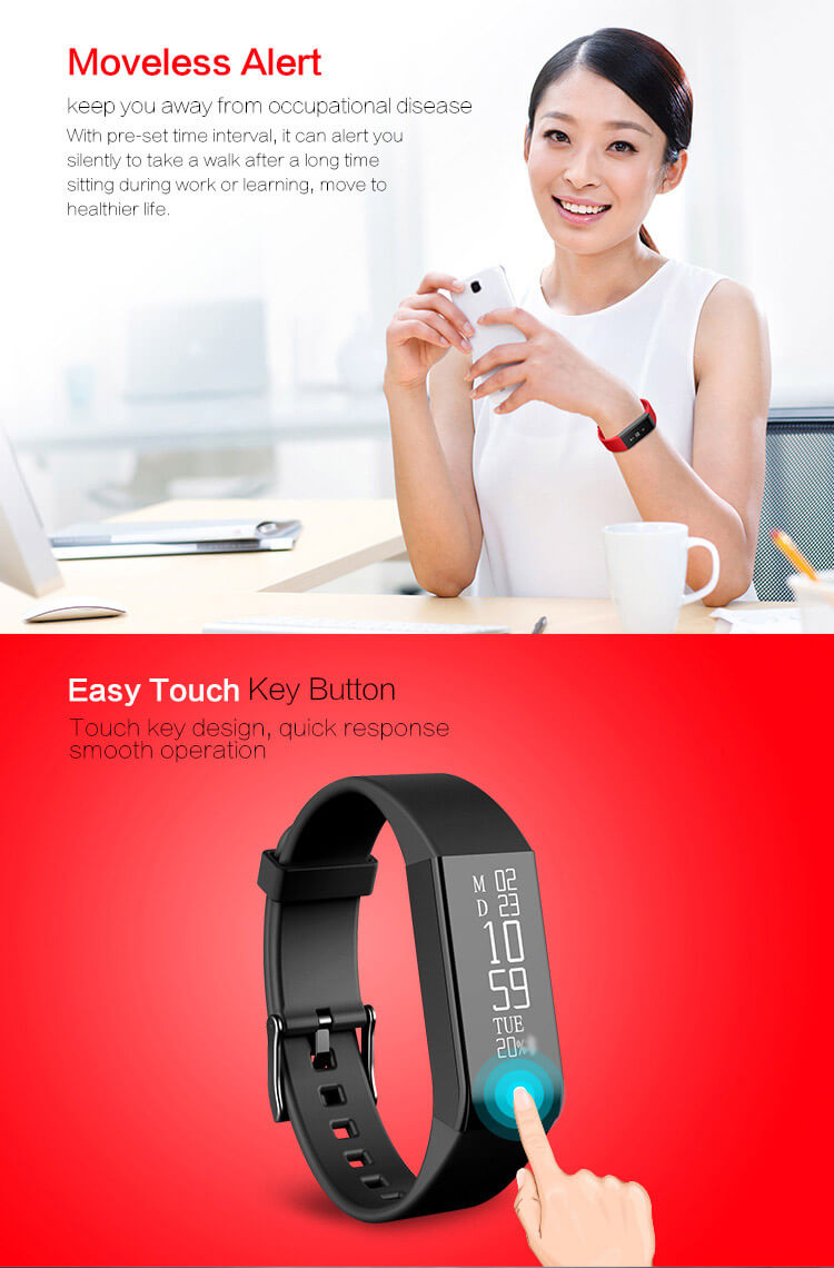 Vidonn A6 Heart Rate Monitor Bluetooth Smart Bracelet IP65 Sports Fitness Tracker Sleep Monitor Call / SMS Reminder For iOS Android - Red