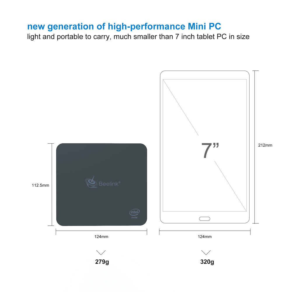 Beelink U55 Intel Core I3-5005U 8G RAM/512G Mini PC SSD 2.4G+5G WIFI Bluetooth 1000Mbps LAN 2xHDMI
