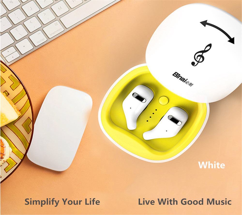 BINANI Mini A8 HiFi Bluetooth V5.0 Earbuds IPX5 Water Resistant 700 mAh Charging Box  -  Yellow