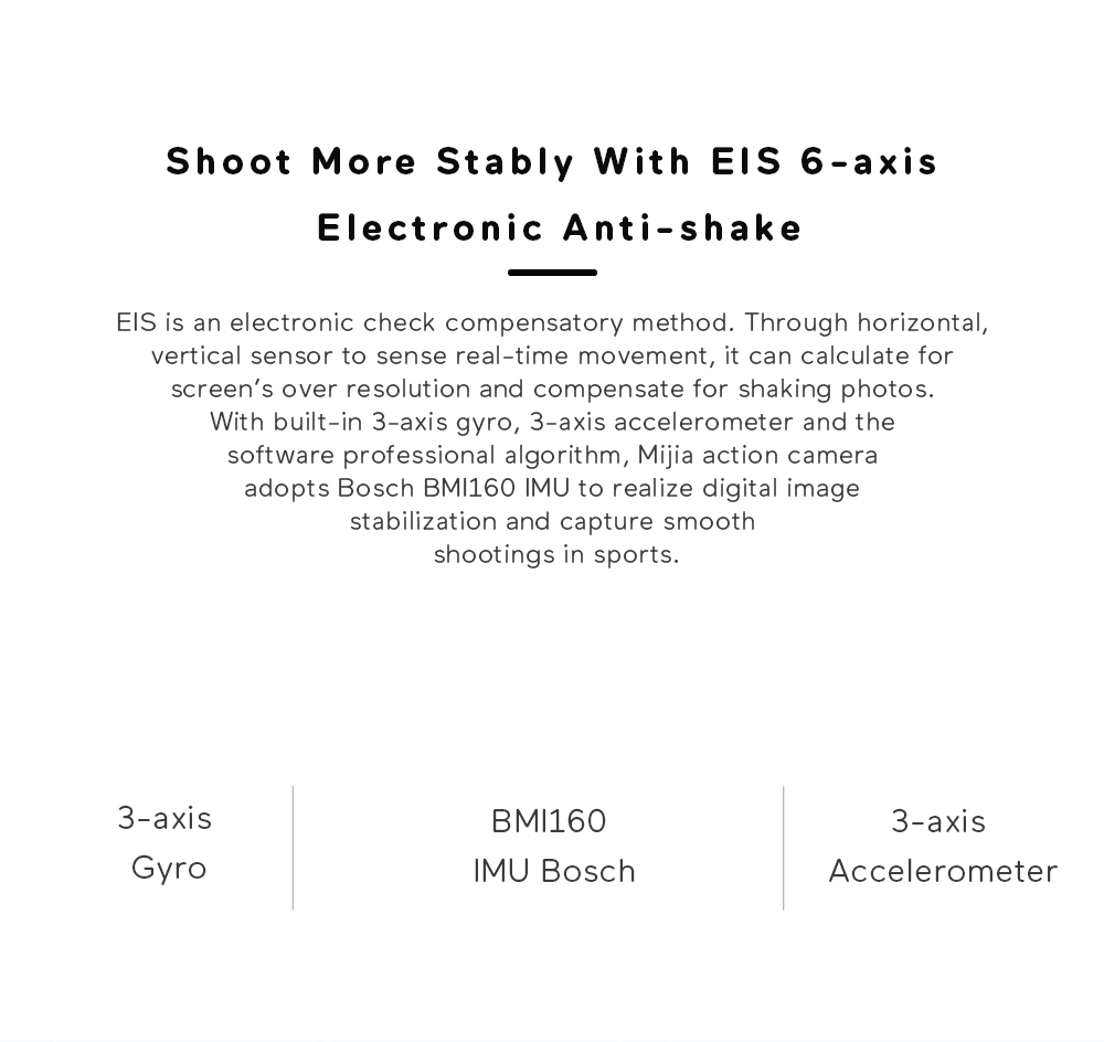 Xiaomi Mijia Ambarella A12S75 Sony IMX317 2.4inch Touch Screen 4K Action Camera 7p Lens EIS 6-axis 145 Degree Wide Angle 1450mAh Battery - Black